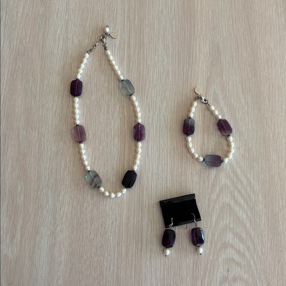 Amethyst and Freshwater Pearl Jewelry Set NWOT